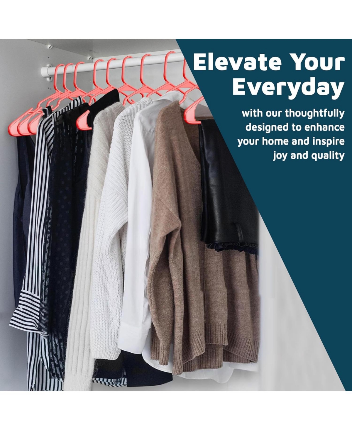 Lifemaster Heavy-duty red plastic hangers with non-slip shoulder grooves space-saving design .Pack of 100 for organizing clothes and coats