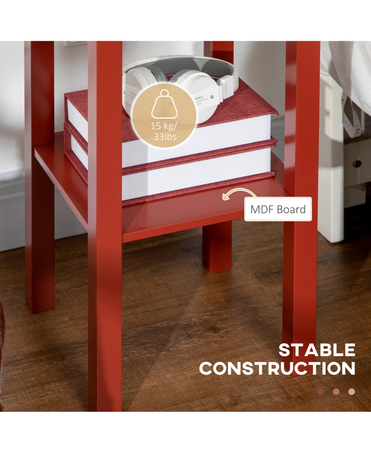 Homcom 2-Tier Side Table with Drawer Shelf, End Table,