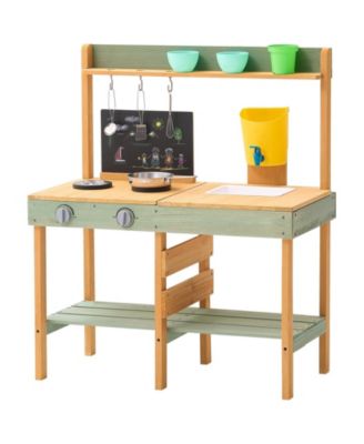 Outdoor Mud Kitchen with Planter Box, Blackboard & Faucet