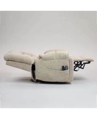 Chenille Power Lift Recliner Chair with Heat and Massage, 4 OKIN Motors, Lift Chair with Adjustable Headrest and Lumbar