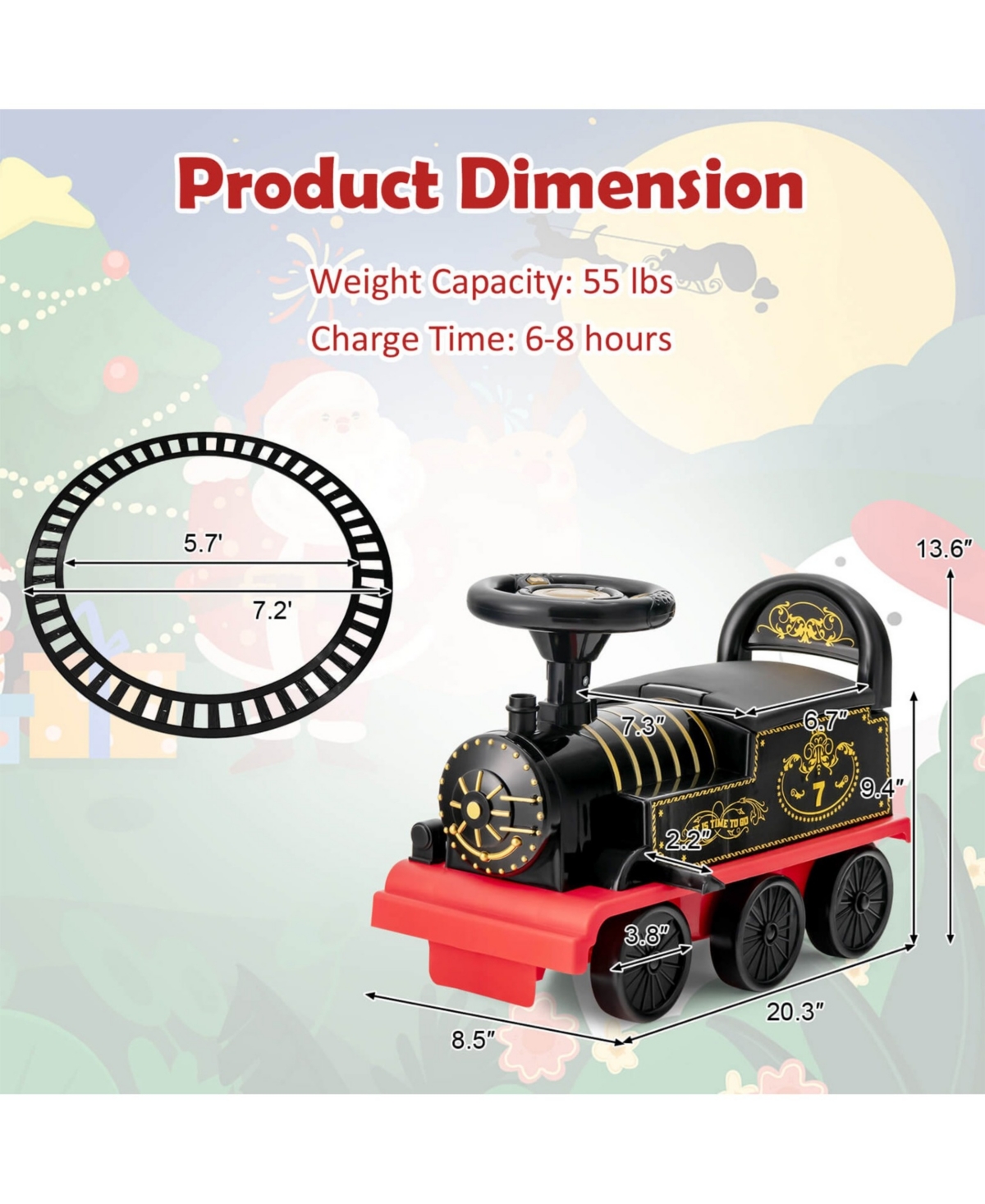 Sugift 6V Electric Kids Ride On Car Toy Train with 16 Pieces Tracks