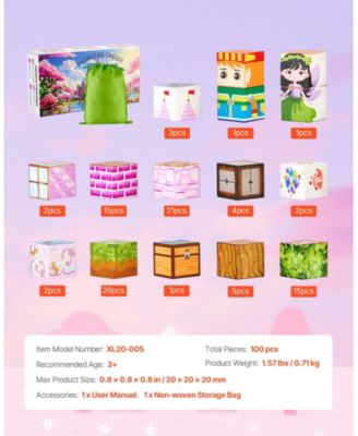 Magnetic Blocks 100-Piece Princess Castle Magnetic Cube Building