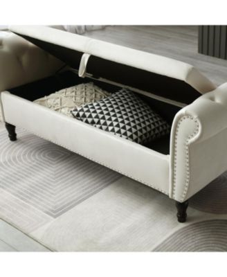 63" Velvet Multi-Use Tufted Sofa Stool