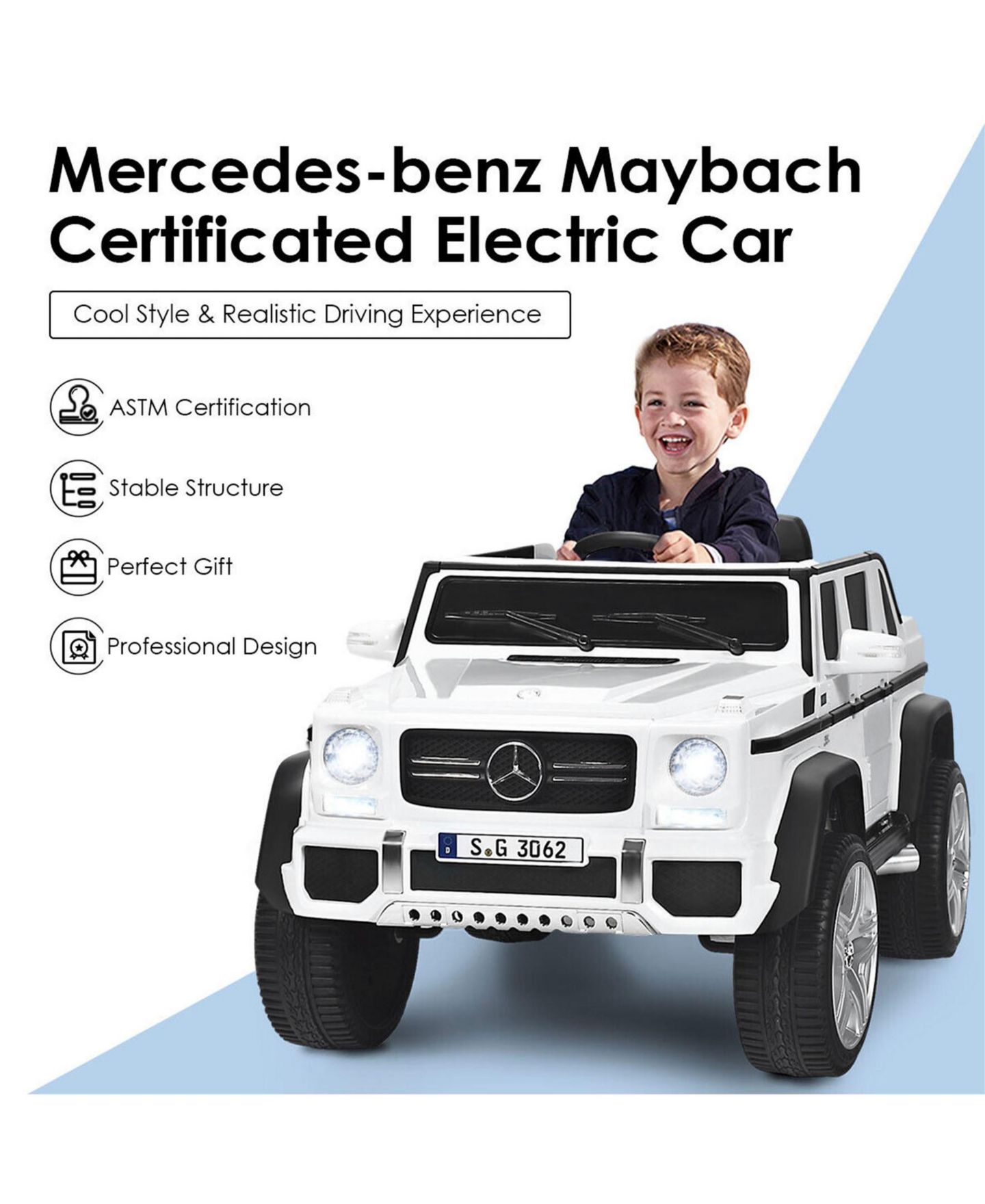 Детская игрушка SUGIFT 12V Licensed Mercedes-Benz Maybach Remote-Control Ride-On Car, Ages 3-6, цвет: Белый — фото 6