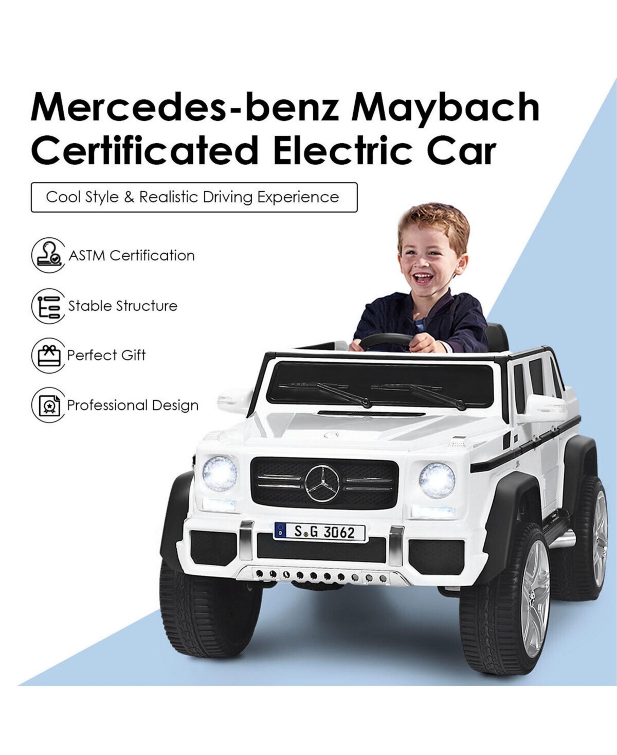 Sugift 12V Licensed Mercedes-Benz Kids Ride On Car