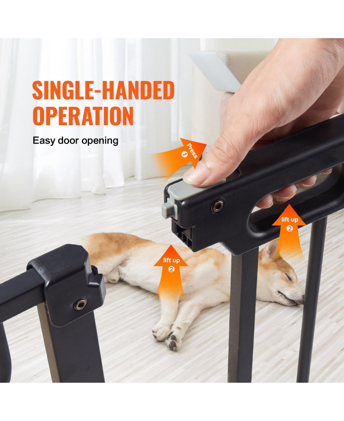 Cozito Extra-Wide Walk-Thru Safety Gate with Auto-Close, 29.5"-48.4", Black