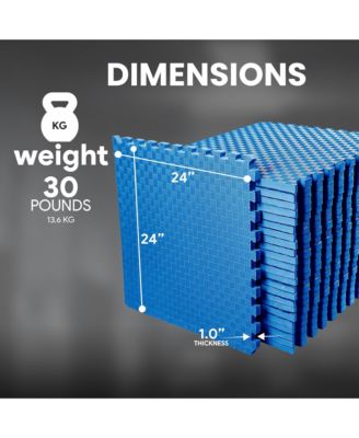 72 Sq Ft Interlocking EVA Foam Exercise Mat Tiles, Blue