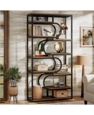 5-Tier Industrial Bookshelf, 71-inch Tall Etagere Bookcase with Heavy-Duty Metal Frame