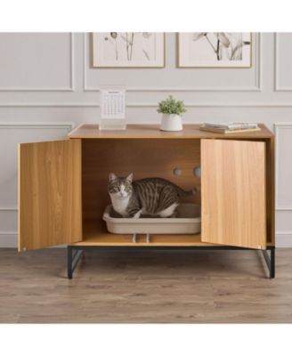 31.5" Wooden Litter Box Enclosure with Scratch Pad & Storage