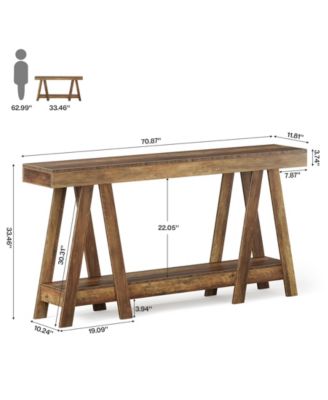 70.87" Farmhouse Console Table, 2-Tier Entryway Accent Table Behind Sofa for Living Room, Entrance, Foyer