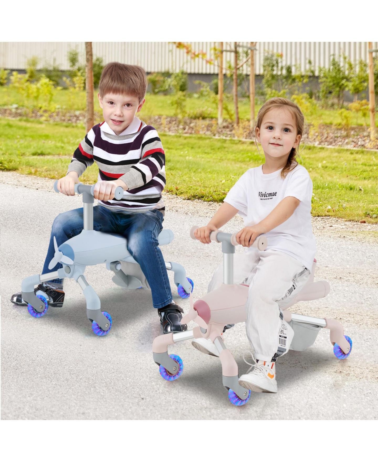 Детская игрушка SUGIFT 2-in-1 LED Lighted Wheels Ride-on Push Car, 110 lb Capacity, Ages 18-60 Months, цвет: Розовый — фото 2