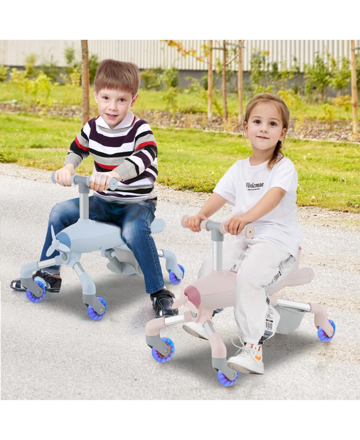 Sugift 2-in-1 Kids Ride-on Push Car with Led Lighted Wheels