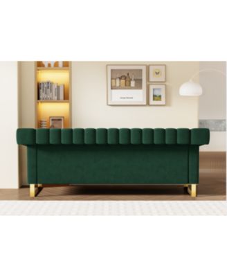 Modern Plush Sofa with Gold Accents Soft, Comfortable, and Stylish