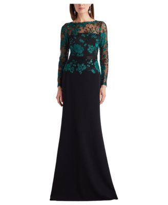 Women's Beacon Belted Embroidered Illusion Gown