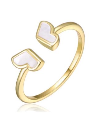 Timeless 14K Gold Plated Mother of Pearl Heart Open Ring