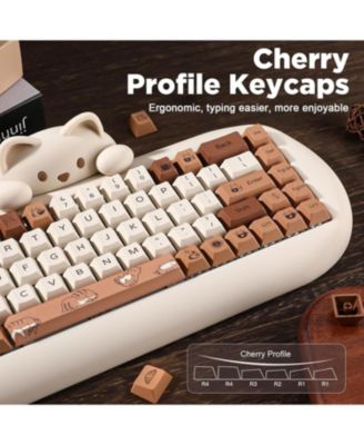 Coffee Cat PBT keycaps set, 152 dye-sub keys with key puller, fits Cherry/Gateron MX mechanical keyboards
