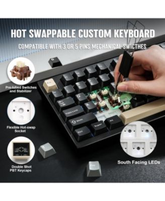 AL75 PRO 75% Wireless Mechanical Gaming Keyboard,Full Aluminum CNC,BT/2.4G/Wired,PBT Keycaps,Gasket Mounted Hot Swap,Custom RGB Backlight