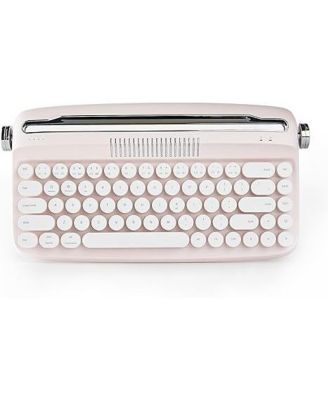 Upgraded Wireless Typewriter Keyboard, Retro Keyboard with Integrated Stand, USB-C/Bluetooth Keyboard with Cute Round Keycaps for Multi Device