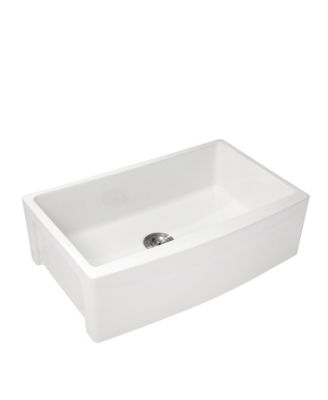 33x21x10inch White Farmhouse Sink Ceramic Porcelain Arch Edge Apron Front Single Bowl