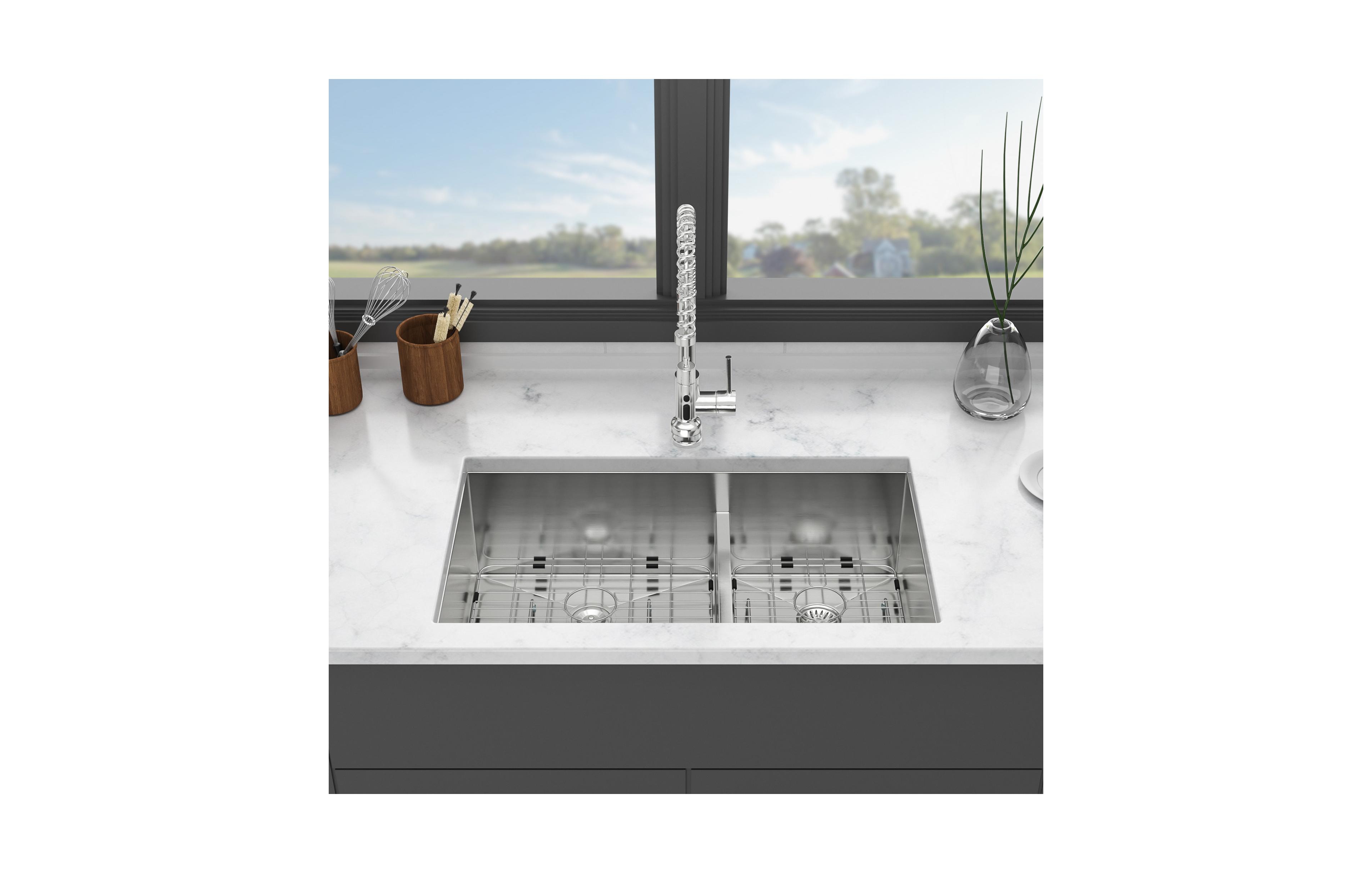 33x19x10inch Undermount Double Bowl Kitchen Sink Stainless Steel 16 Gauge 60 and 40