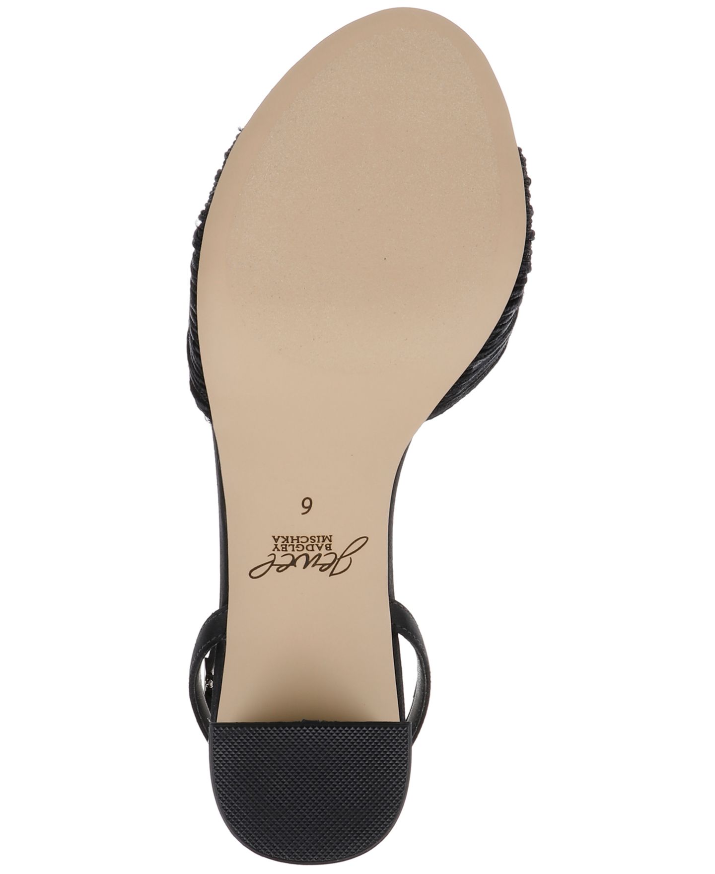 Женские сандалии Jewel Badgley Mischka Pretty Round Toe Dress Sandals, цвет: Чёрный атласный — фото 5