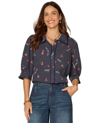 Women's Printed Collared Top