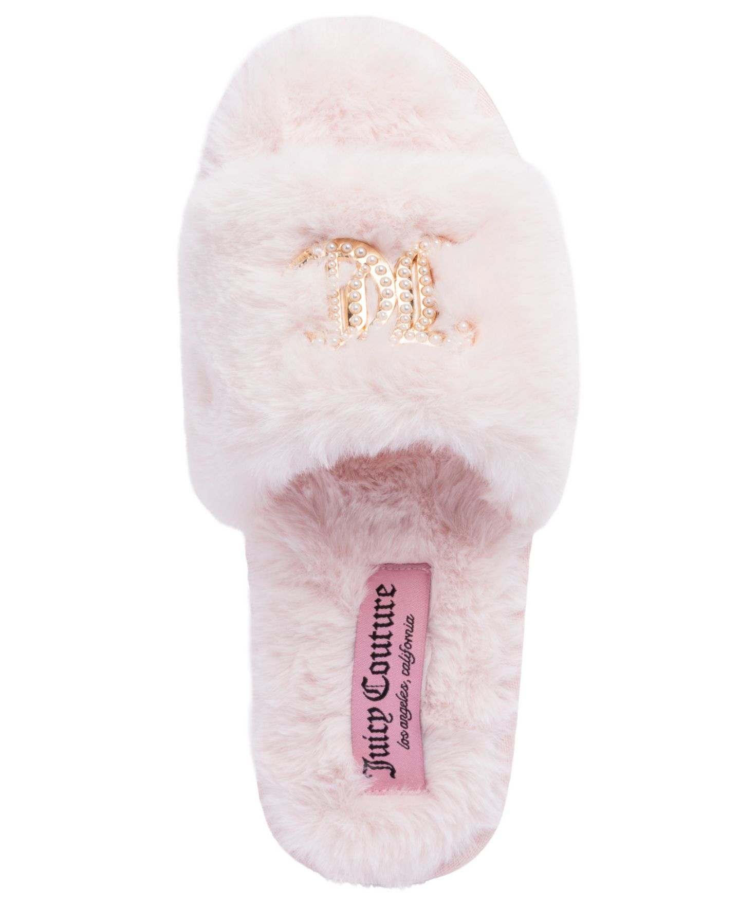 Женские тапочки Juicy Couture Herin Plush Logo Slippers, цвет: Пудровый — фото 4