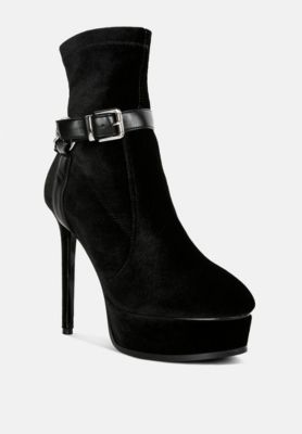 ZEPPELIN Womens High Platform Velvet Ankle Boots