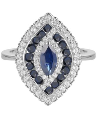 Sapphire (7/8 ct. t.w.) & Diamond (1/3 ct. t.w.) Ring in 14k White Gold (Also Available in Ruby & Emerald)