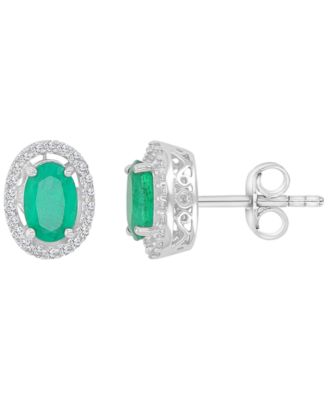 Sapphire (1.36 ct. t.w. ) & Diamond Halo Stud Earrings