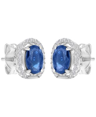 Sapphire (1.36 ct. t.w. ) & Diamond Halo Stud Earrings