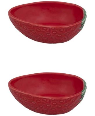Strawberries Oval Bowls, Set of 2