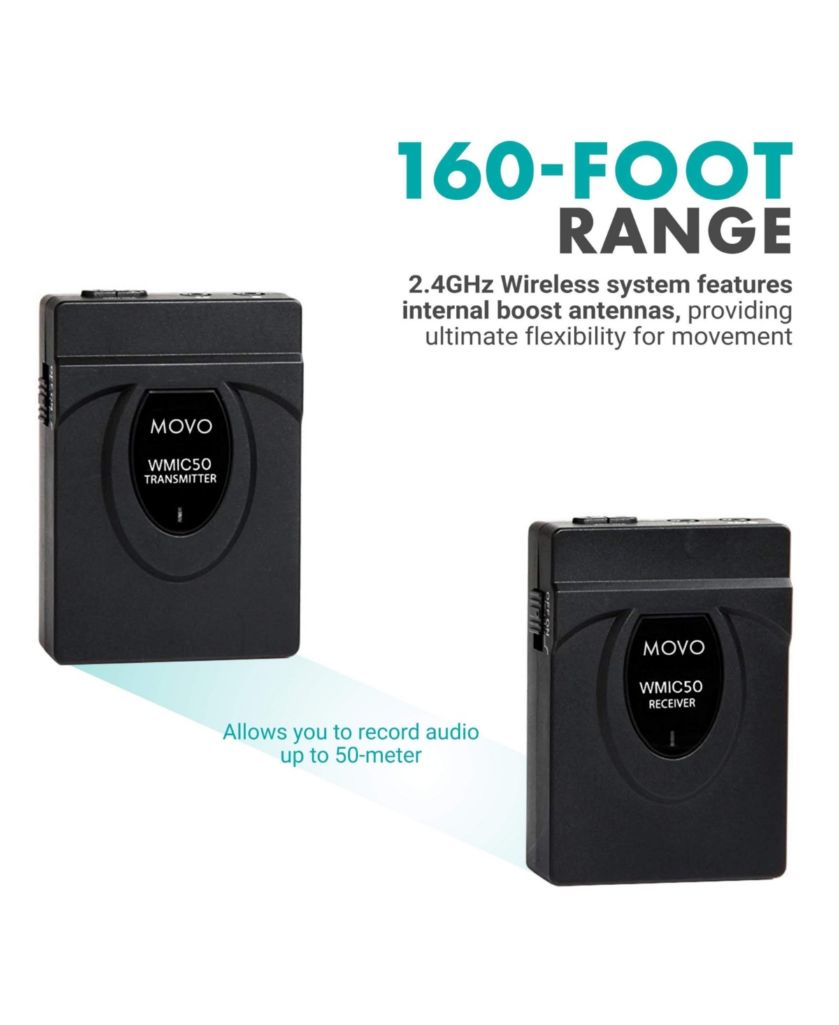 Movo WMIC50 2.4GHz Wireless Lavalier Microphone System for Cameras