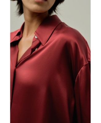 Women's Scarlet Oversize Silk Shirt