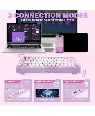 B75 PRO Wireless Mechanical Keyboard,75% Gaming Keyboard Gasket Hot Swap Custom Keyboard with Knob,Pre-lubed Switches RGB,Bluetooth/Type-C/2.4G