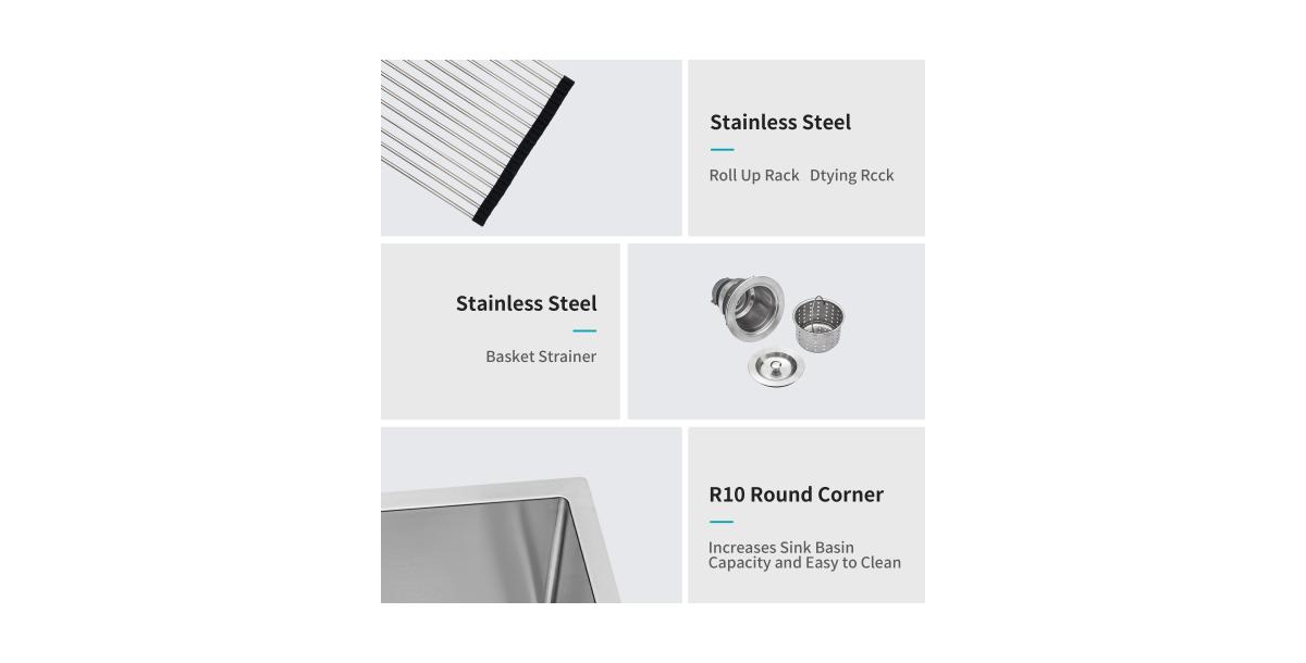 flynama 15x15x9-Inch Stainless Steel Drop-In Topmount Kitchen Sink Workstation Single Bowl