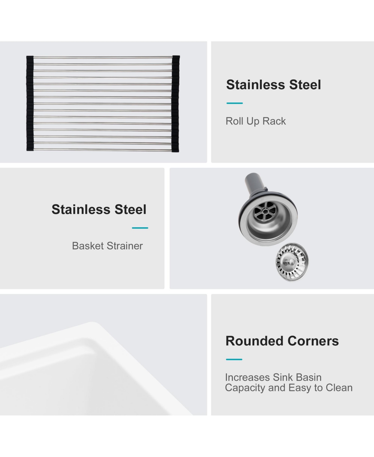 huluwat 28x19x9.65inch White Quartz Composite Kitchen Sink Undermount Workstation