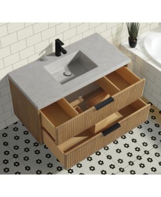 San Diego 42" Floating Bathroom Vanity, Weathered Fir