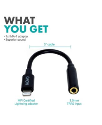 IMA-1 Microphone Adapter Cable - 3.5mm TRRS to Lightning Connector - Compatible with iOS Devices