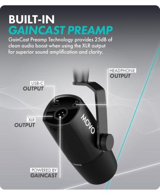 UM6 Dynamic Podcast Microphone with Built-in GainCast Preamp - XLR and USB C Outputs
