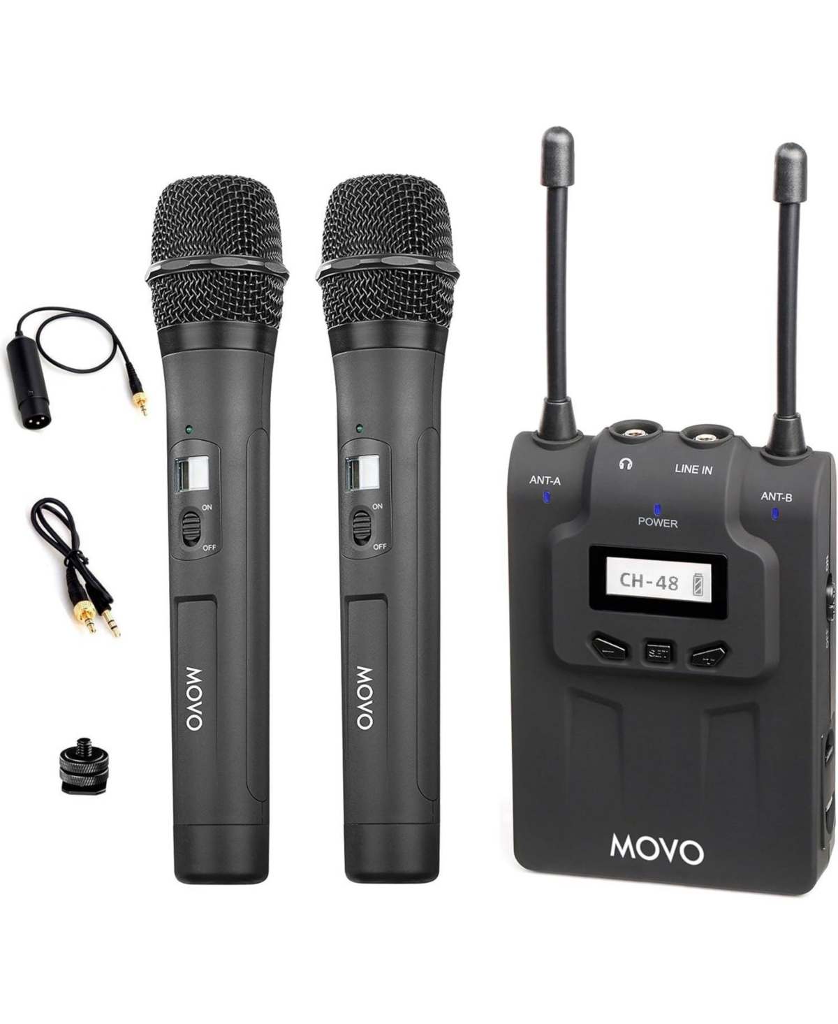 Movo WMIC80 Uhf Wireless Handheld Microphone System with 2 Handheld Mics