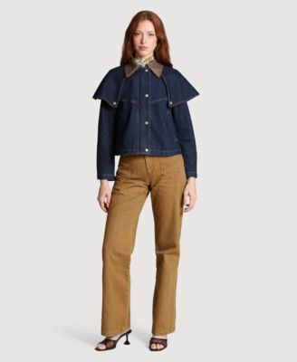 Women's Denim Cape Spread Collar Jacket