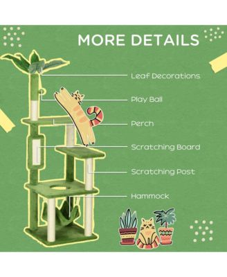 56" Cat Tree with Hammock,Scratching Post, Platforms