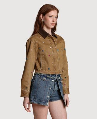 Women's Embellished Chore Spread Collar Jacket