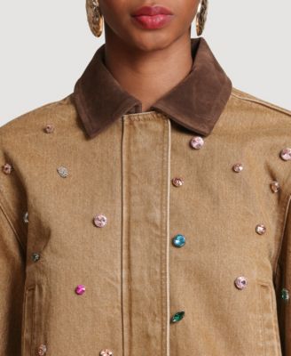 Women's Embellished Chore Spread Collar Jacket