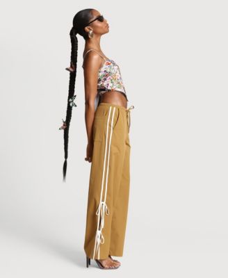 Women's Side Tie Mid Rise Elastic Pants