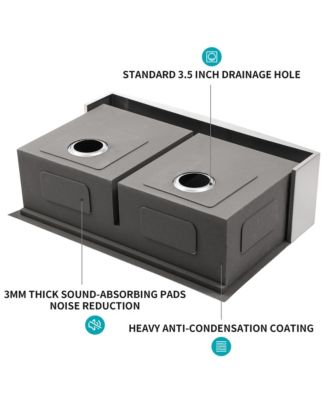 33x22x10 Inch Double Bowl 5050 Farmhouse Workstation Kitchen Sink 16 Gauge T304 Stainless Steel Apron Front With Cutting Board Colander