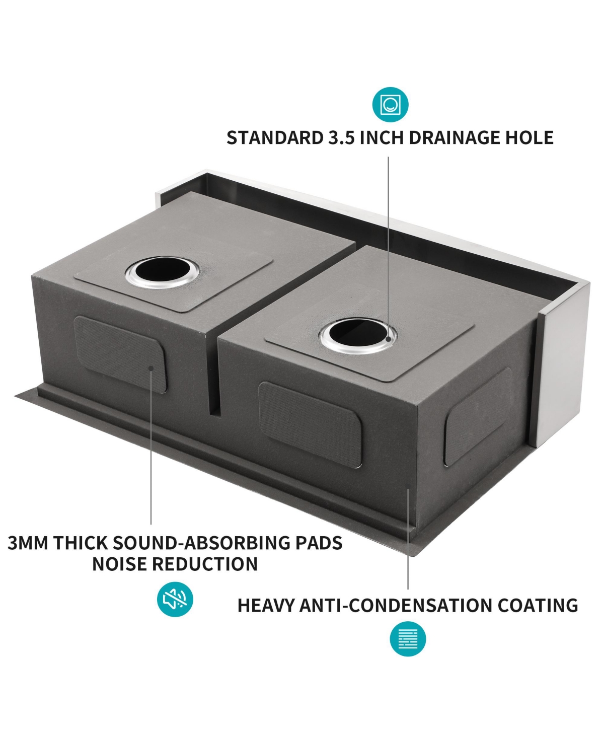 flynama 33x22x10 Inch Double Bowl 5050 Farmhouse Workstation Kitchen Sink 16 Gauge T304 Stainless Steel Apron Front With Cutting Board Colander