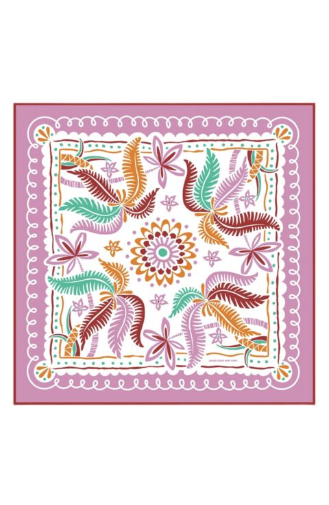 Женский шарф Jessie Zhao New York Dancing Palms Double Sided Silk, цвет: Розовый