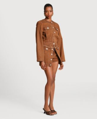 Women's Crop Trucker Crew Neck Jacket